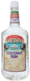 Caribaya Coconut Rum 1 L bottle with Caribbean design and label.