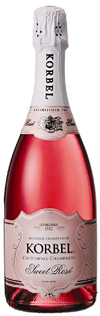 Korbel Sweet Rose California Champagne 750ml bottle with pink color and elegant label.