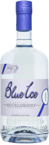 Blue Ice Huckleberry Flavoured Vodka 1.75 L bottle showcasing its vibrant label and smooth finish.