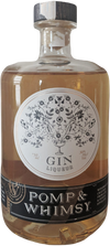 Pomp & Whimsy Gin Liqueur 750 ML bottle with botanical label and amber liquid