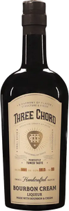 Three Chord Bourbon Cream 750 ML bottle with label detailing handcrafted blend.