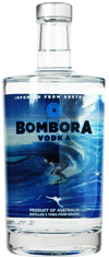 Bombora Vodka 750ml bottle with blue surfing-themed label.