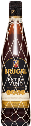 Brugal Extra Viejo Reserva Familiar Rum 1L bottle with netting.