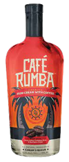 Cafe Rumba Premium Rum Cream bottle with coffee liqueur in red packaging