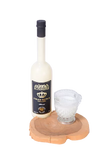 Alpengold Cream Royale Eierlikor 750 ML bottle with glass on wooden coaster.