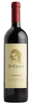 Da Vinci Chianti 750ml bottle with label and logo, Tuscan red wine.