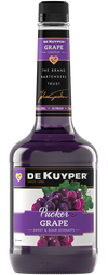 Bottle of Dekuyper Sour Grape Schnapps Pucker 30 1 L with purple label