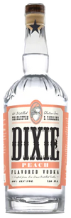 Dixie Vodka Peach Flavored Vodka 750 ML bottle featuring a Southern-inspired design.