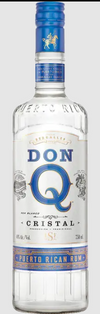 Don Q Cristal Puerto Rican Rum 1L bottle with clear design and blue accents.