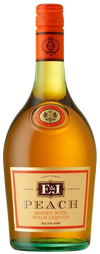 E and J Peach Brandy 1.75L bottle with golden peach brandy and orange cap