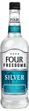 Four Freedoms Silver Rum 1.75 L bottle with Caribbean origin, perfect for tropical cocktails.