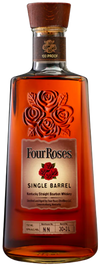Four Roses Single Barrel Kentucky Straight Bourbon Whiskey bottle with rose design.