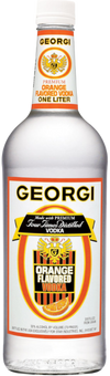 Georgi Orange Flavored Vodka 1 L bottle.