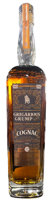 Gregarious Grump Cognac 12 Year Petite Champagne 750 ML bottle with amber aged cognac and detailed label