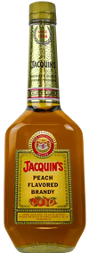 Jacquins Peach Brandy 750 ML bottle with gold label and peach imagery.