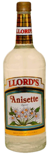 Llords Anisette Liqueur 1L bottle with clear anise-flavored liqueur and floral label