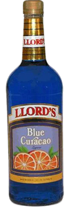 Llords Blue Curacao liqueur 1L bottle with vibrant blue citrus-flavored drink