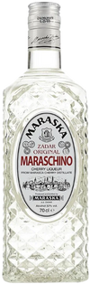 Maraska Maraschino Original Cherry Liqueur 1L bottle with intricate diamond pattern and clear liquid inside