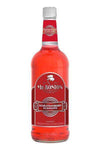 Mr. Boston Sour Strawberry Schnapps 1L bottle with vibrant red liqueur and bold strawberry flavor