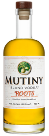 Mutiny Island Vodka Roots 750 ML bottle with breadfruit label.