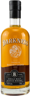 Darkness 8 Years Old Single Malt Scotch Whiskey 700ml bottle aged 8 years in sherry casks with rich amber color