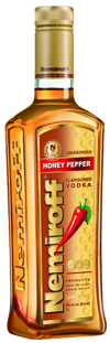 Nemiroff Honey Pepper Vodka 1.75L bottle with honey and chili pepper design