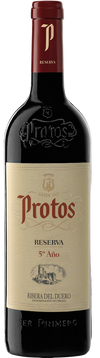 Protos Reserva 750 ML red wine with elegant label and deep ruby hue.