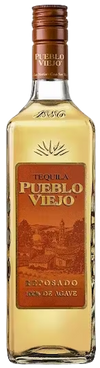 Pueblo Viejo Reposado Tequila 750ml bottle with golden aged tequila and brown label
