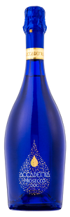 AcCademia Prosecco Blue 750 ML bottle with elegant blue glass and golden accents.
