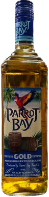 Parrot Bay Gold Rum 750 ML bottle with tropical-themed label.