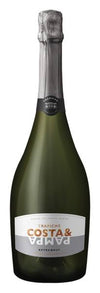 Trapiche Costa & Pampa Extra Brut 750 ML bottle, featuring a pale-yellow wine with notes of pineapple and fresh pear.