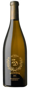 ZD Wines Reserve Chardonnay 2021 bottle, Napa Valley wine.