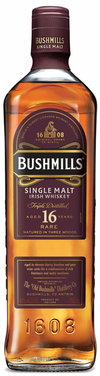 Bushmills 16 Years Old Rare Triple Distilled Single Malt Irish Whiskey 750ml bottle.