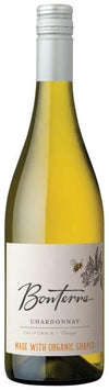 Bonterra Organically Grown Chardonnay 750 ML bottle with label displaying organic grapes text.