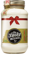 Ole Smoky Shine Nog 750 ML jar with holiday-themed label and red ribbon.