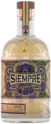 Siempre Reposado Tequila 750ML bottle with intricate purple and gold label showcasing artisanal Mexican tequila aged in oak barrels.