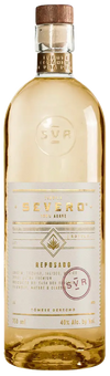 Severo Reposado Tequila 750 ML bottle with copper hue and hand-numbered label.