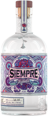 Siempre Plata Blanco Tequila 750ml bottle with colorful ornate label and wooden cap