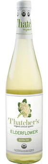 Thatchers Organic Artisan Spirits Elderflower Liqueur 750 ML bottle with floral label design.