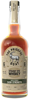 The Prideful Goat 6 Year Small Batch Rye 750 ML bottle with label showing 115 proof and cask strength.