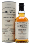 The Balvenie 12 Years Old Doublewood Single Malt Scotch Whisky bottle and packaging, aged 12 years, Speyside whisky with oak and sherry cask maturation.