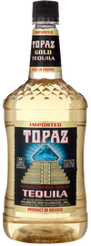 Topaz Gold Tequila 1 L bottle with golden color and blue agave label.