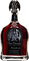 Von Payne Blended Whiskey 750ml bottle with black gargoyle cap and dark amber whiskey inside