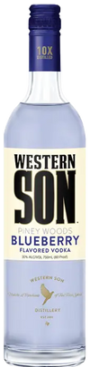 Western Son Blueberry Vodka 1.75L bottle with blueberry flavored vodka and blue cap