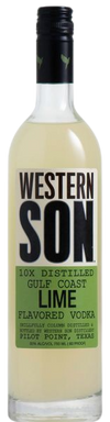 Western Son Gulf Coast Lime Flavored Vodka 750 ML bottle with soft green hue.