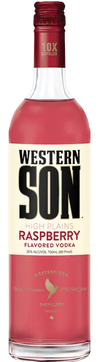 Western Son High Plains Raspberry Flavored Vodka 750 ML bottle with burgundy hue.