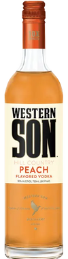 Western Son Peach Flavored Vodka 1.75L bottle with peach-flavored vodka and orange cap