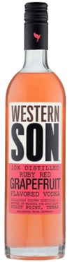 Western Son Ruby Red Grapefruit Vodka 1L bottle with pink grapefruit flavor and clear glass packaging