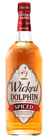 Wicked Dolphin Premium Spiced Rum 1L bottle with vanilla, allspice, nutmeg, and lemon-peel notes.