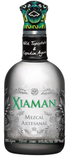 Xiaman Mezcal Artesanal 750ml bottle with floral and agave design, handcrafted mezcal with Espadín and Tepextate agaves.